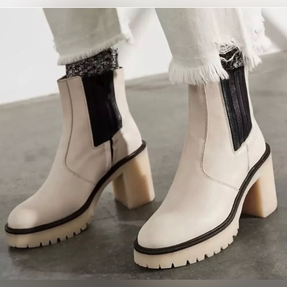 New Free People James Chelsea Bone Leather Boots Cushioned Size 39 - Picture 8 of 9